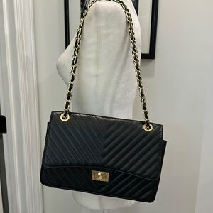 Sara Burglar Genuine Soft Italian Quilted Chevron Leather Shoulder/Crossbody Bag